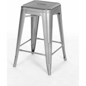 Global Industrial Interion 30"H Steel Barstool, Silver, 4/Pack