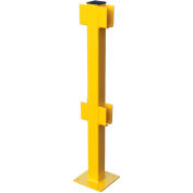 Global Industrial Steel Lift-Out Guard Rail In-Line Post, Double-Rail, 42"H, Yellow