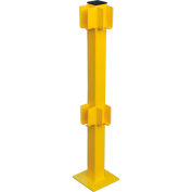 Global Industrial Steel Lift-Out Guard Rail Corner Post, Double-Rail, 42"H, Yellow