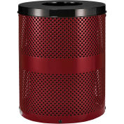 Global Industrial Thermoplastic Coated Perforated Receptacle w/Flat Lid, 32 Gallon, Red