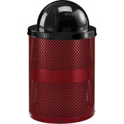 Global Industrial 36 Gallon Thermoplastic Coated Perforated Receptacle w/Dome Lid, Red