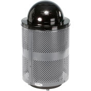 36 Gallon Deluxe Thermoplastic Perforated Receptacle w/Dome & Base, Gray