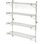 Nexel Poly-Green Wall Mount Wire Shelving, 72"W x 18"D x 63"H 4-Shelf Starter