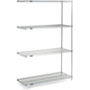 Nexel 4 Tier Wire Shelving Add-On Unit, Stainless Steel, 72"W x 36"D x 63"H