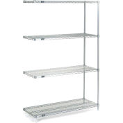 Nexel 4 Tier Wire Shelving Add-On Unit, Stainless Steel, 60"W x 36"D x 63"H