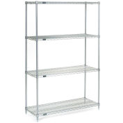 Nexel 4 Tier Wire Shelving Starter Unit, Stainless Steel, 48"W x 36"D x 63"H