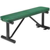 48"L Outdoor Steel Flat Bench, Perforated Metal, Green