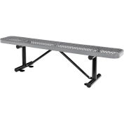 Global Industrial 6'L Flat Outdoor Bench, Expanded Metal, Gray