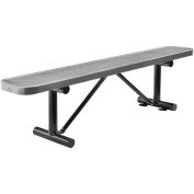 Global Industrial 72" Perforated Metal Outdoor Flat Bench, Gray