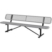 Global Industrial 96"L Expanded Metal Mesh Bench w/Back Rest, Gray