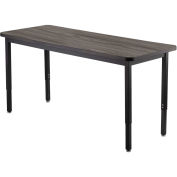 Height Adjustable Table, 48"W x 24"D x 22-1/4 to 37-1/4"H, Rustic Gray