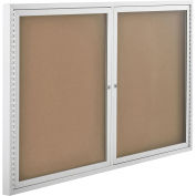 Global Industrial 2 Door Enclosed Cork Bulletin Board, 60"W x 36"H