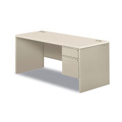 HON Right Single Pedestal Desk, 66"W x 30"D x 30"H, Silver Mesh/Light Gray, 38000 Series