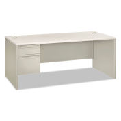 HON Left Single Pedestal Desk, 72"W x 36"D x 30"H, Silver Mesh/Light Gray, 38000 Series