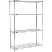 Nexel ESD, 4 Tier, Wire Shelving Starter Unit, 42"W x 14"D x 54"H