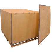 Global Industrial 6 Panel Shipping Crate w/ Lid & Pallet, 60"L x 60"W x 48"H
