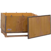 Global Industrial 4 Panel Hinged Shipping Crate w/Lid & Pallet, 35-1/4"L x 21-1/4"W x 16-1/2"H