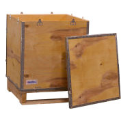 Global Industrial 4 Panel Hinged Shipping Crate w/Lid & Pallet, 23-1/4"L x 23-1/4"W x 23-1/2"H