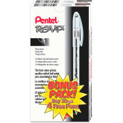 Pentel R.S.V.P. Stick Ballpoint Pen Value Pack, 0.7mm, Black Ink, Clear/Black Barrel, 24PK