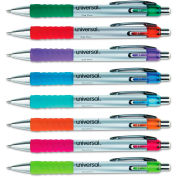 Universal Comfort Grip Retractable Gel Pen, 0.7mm, Assorted Ink, Silver Barrel, 8/Set