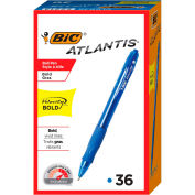 BIC Velocity Atlantis Bold Retractable Ballpoint Pen, 1.6mm, Blue Ink & Barrel, 36/Pack