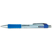 Universal Comfort Grip Retractable Gel Pen, Medium 0.7mm, Blue Ink, Silver Barrel, Dozen