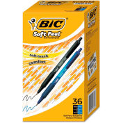BIC Soft Feel Retractable Ballpoint Pen, 1mm, Assorted Ink/Barrel, 36/Pack