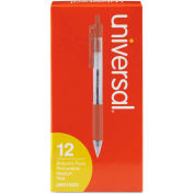 Universal Comfort Grip Retractable Ballpoint Pen, Medium 1mm, Red Ink, Clear Barrel, Dozen
