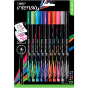 BIC Intensity Stick Porous Point Marker Pen, 0.4mm, Assorted Ink/Barrel, 10/Pack