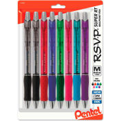 Pentel R.S.V.P. Super RT Retractable Ballpoint Pen, 1mm, Assorted Ink/Barrel, 8/Pack