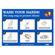 NMC WH5P 7" x 14" Wash Your Hands Sticker, Vinyl Adhesive