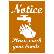 10" x 14" Notice Please Wash Your Hands Sign, Plastic