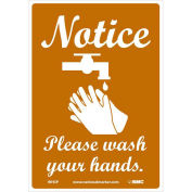 7" x 10" Notice Please Wash Your Hands Sticker, Vinyl Adhesive