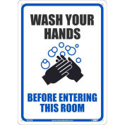 10" x 14" Wash your Hands Before Entering this Room Sign, Plastic