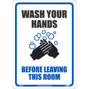 10" x 14" Wash Your Hands Before Leaving This Room Sign, Plastic