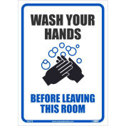 10" x 14" Wash Your Hands Before Leaving This Room Sticker, Vinyl Adhesive