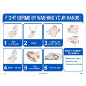 18" x 24" 6-Step Germ Fighting Poster, Synthetic paper