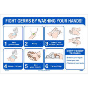 12" x 18" Fight Germs By Washing Your Hands Poster, Vinyl