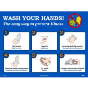NMC PST137 18" x 24" Wash Your Hands Poster, Synthetic Paper