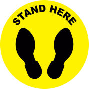 Stand Here Sign, 8'' Round, Vinyl Adhesive
