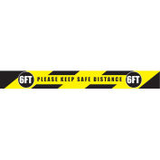 3" x 36" Please Keep Safe Distance Floor Strip, Rectangle, Vinyl Adhesive