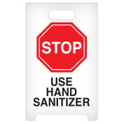 13" x 20" STOP Use Hand Sanitizer A-Frame Floor Sign, Black/Red/White