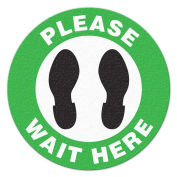 17" Round Please Wait Here, Vinyl Adhesive Floor Sign