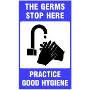 3' x 5' Germs Stop Here Safety Message Mat 3/8" Thick, Blue