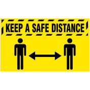 3' x 5' Keep a Safe Distance Safety Message Mat 3/8" Thick, Yellow