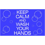 4' x 6' Keep Calm and Wash Your Hands Safety Message Mat 3/8" Thick, Blue
