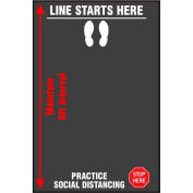4'W x 6'L Line Starts Here Safety Message Mat, 3/8" Thick, Black