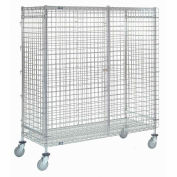 Global Industrial Poly-Z-Brite Wire Security Truck, 4 Poly Swivel Casters, 48"L x 18"W x 69"H