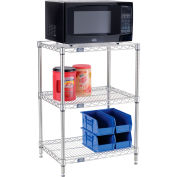 Nexel Poly-Z-Brite, 3 Tier, Single Station Microwave Shelving, 24"W x 18"D x 34"H