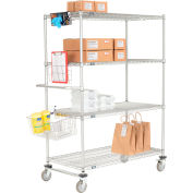 Nexelate Curbside Wire Truck w/4 Shelves & Polyurethane Casters, 42"L x 18"W x 69"H